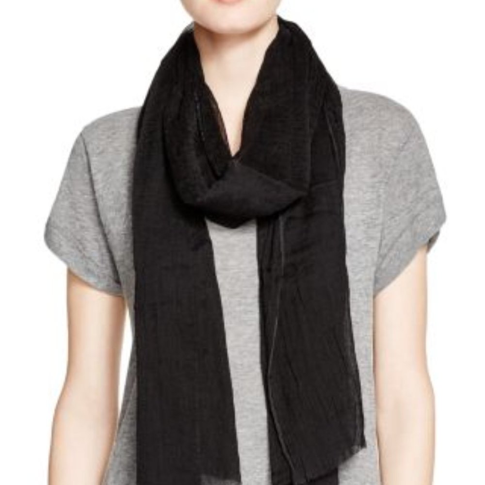 Larioseta Women's Solid Silk Creponne Scarf, Navy